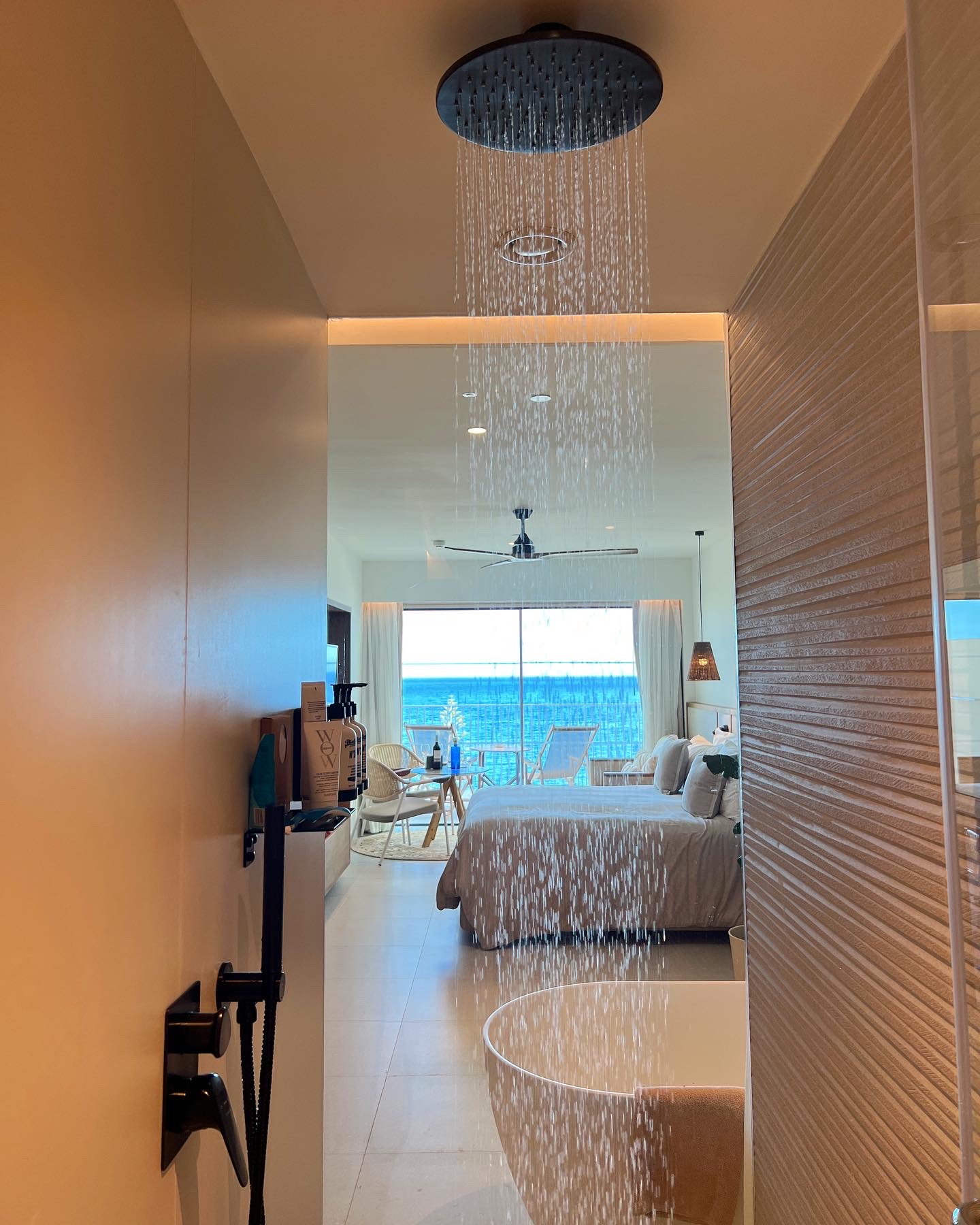Shower view in the Reserve suite, ocean front at Paradisus Gran Canaria
